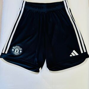 Boys Adidas x Manchester United Black Athletic Shorts